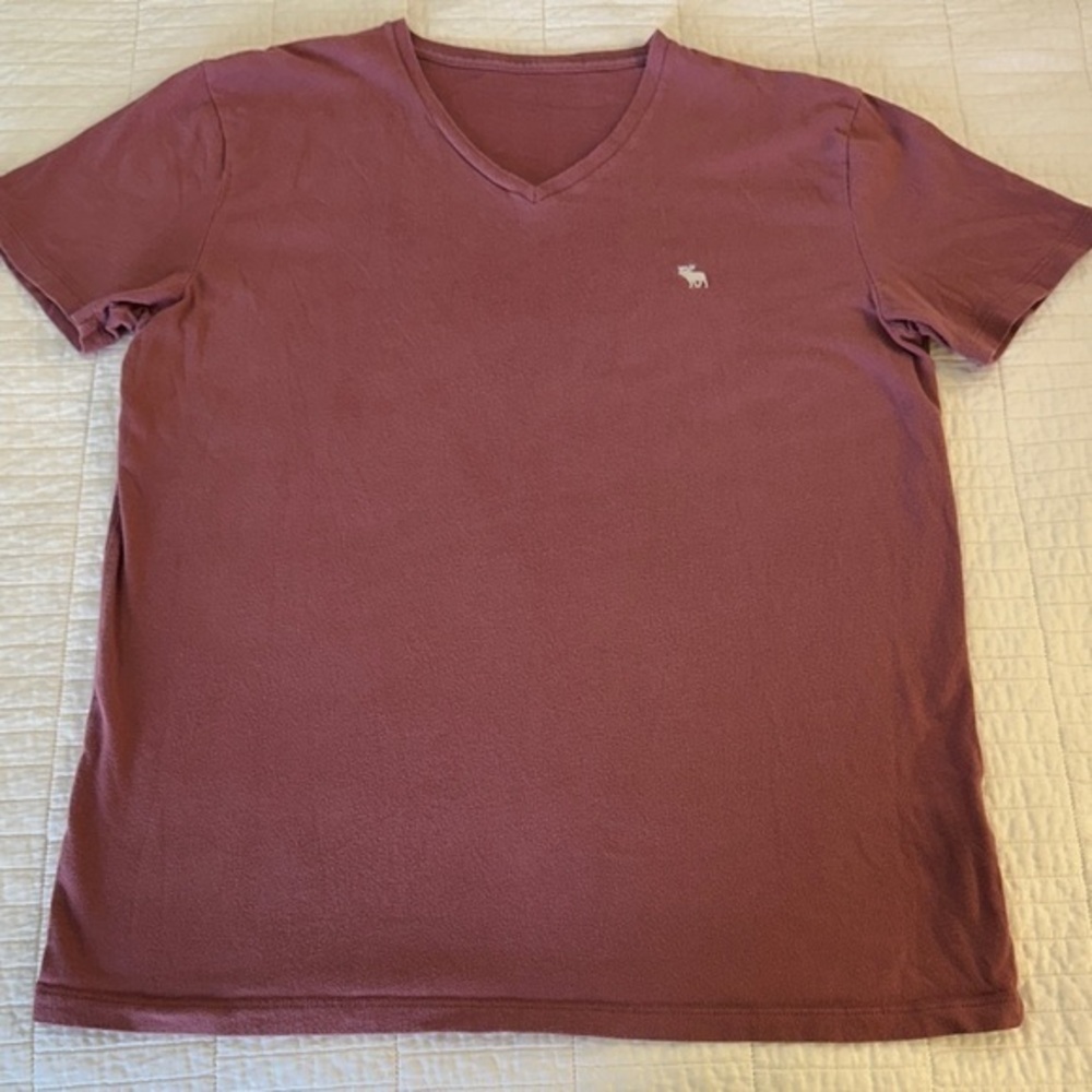 Men's Abercrombie V-Neck Small 100% Cotton Maroon t Shirt